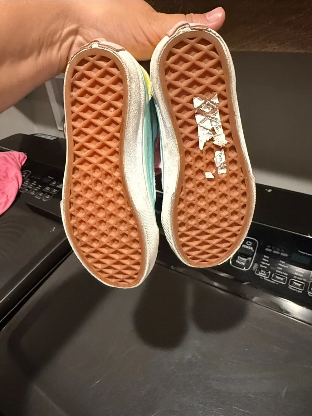 Vans Kids Glitter Velcro Sneakers in Pink, Teal & Yellow